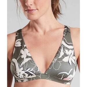UEC Athleta Aqualuxe Wildflower Plunge Floral
Bikini Top Green Grey Sz L